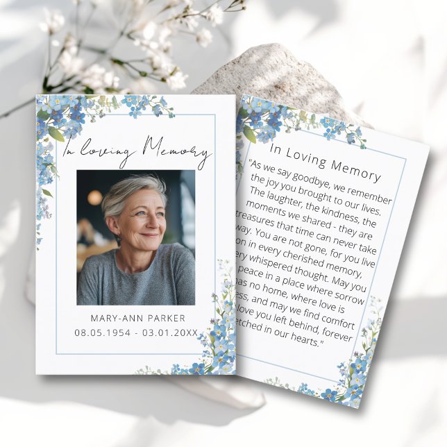 Forget Me Not Flowers Photo Prayer Cards (Forget Me Not Flowers Photo Prayer Cards)