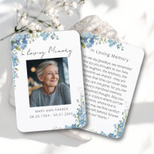 Forget Me Not Flowers Photo Prayer Cards