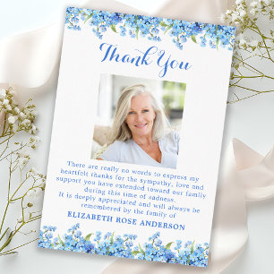 Forget Me Not Flowers Photo Sympathy Funeral Thank You Card