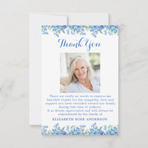 Forget Me Not Flowers Photo Sympathy Funeral  Thank You Card