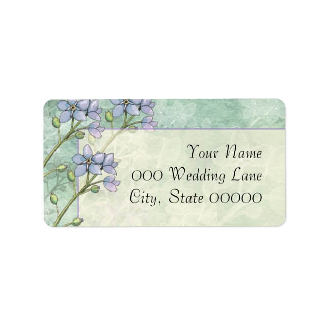 Forget-Me-Not Flowers Purple Green Wedding Label (Front)