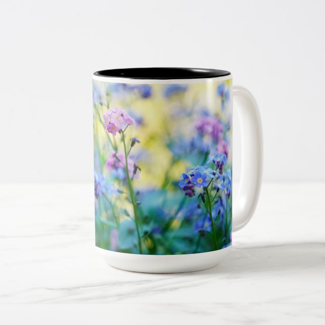 Forget-Me-Not Flowers Two-Tone Coffee Mug (Front Right)