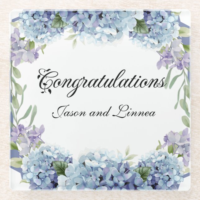 Forget-Me-Not Flowers Watercolor Elegant  Glass Coaster (Front)