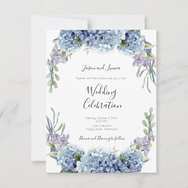 Forget-Me-Not Flowers Watercolor Elegant Invitation (Front)