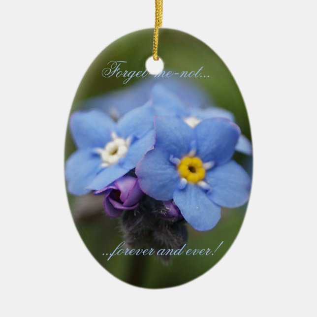 Forget-me-not forever and ever! ceramic tree decoration (Front)
