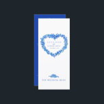 Forget-me-not heart blue white wedding menus<br><div class="desc">Modern ink and watercolor floral heart art in blue and white wedding dinner menu or special event menu rack card pack. Edit this 4-course menu with your own words. Simple yet modern menu design in blue and white. Ideal for a forget-me-not or blue love-themed wedding or event. © Original botanical...</div>