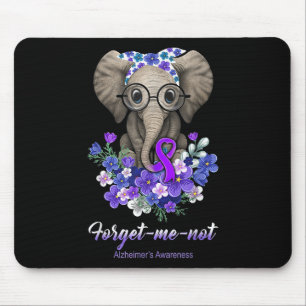 Forget Me Not Heimers Awareness Elephant Flower Mouse Pad