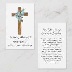 Forget me not Memorial Funeral Prayer Card