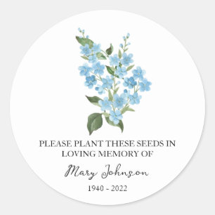 Forget me not Memorial Funeral Seed Packet Classic Round Sticker