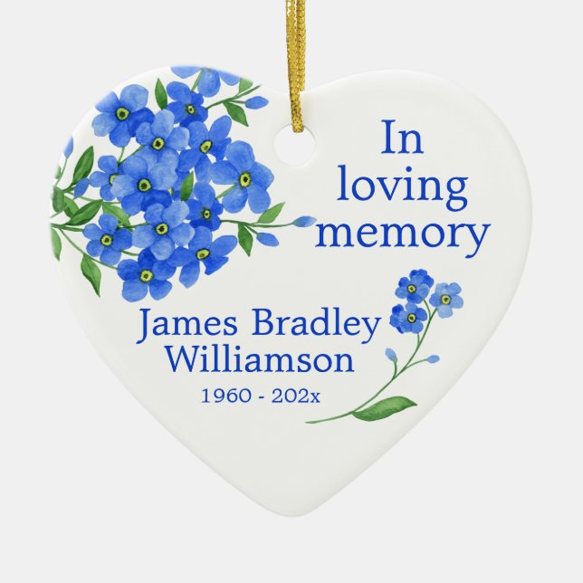 Forget Me Not Memorial Keepsake Ceramic Ornament (Front)
