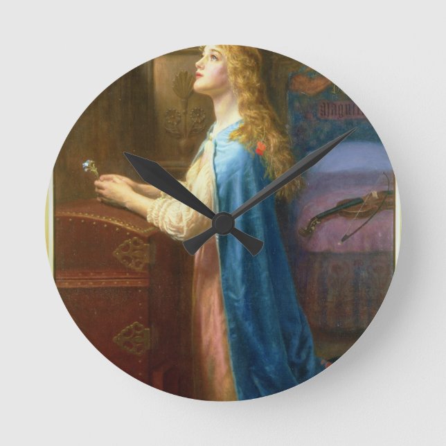 'Forget me Not' (oil on canvas) Round Clock (Front)