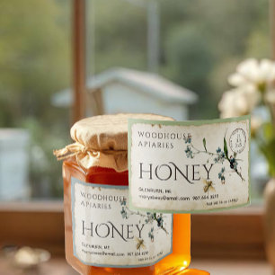 Forget-me-not parchment bee honey postmark 3x2" fo food label