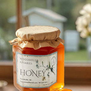Forget-me-not parchment bee honey postmark 3x2" food label
