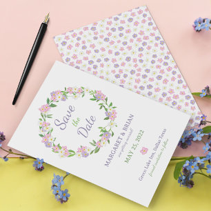 Forget Me Not Pink & Purple Watercolor Wedding Save The Date