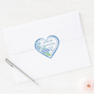 Forget me not Save the Date Customise Flower  Heart Sticker