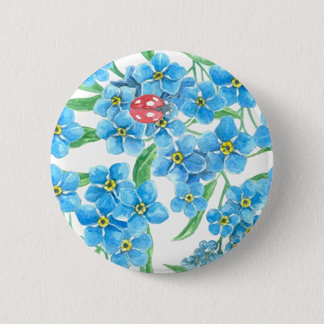 Forget me not seamless floral pattern 6 cm round badge (Front)