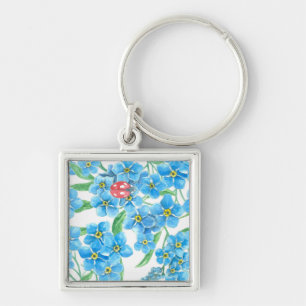 Forget me not seamless floral pattern key ring