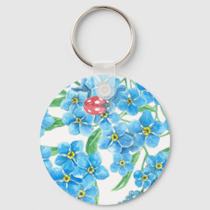 Forget me not seamless floral pattern key ring