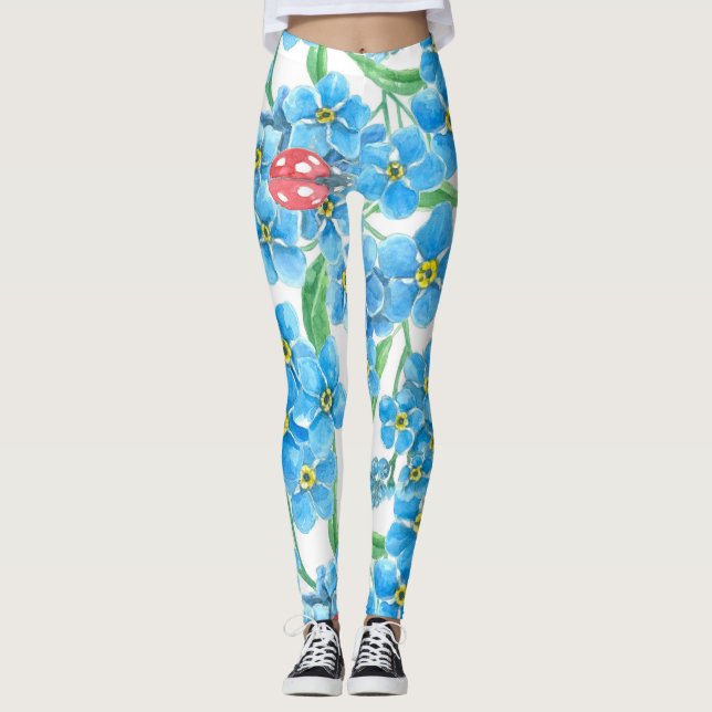 Forget me not seamless floral pattern leggings (Front)