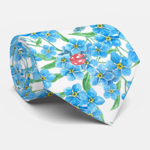 Forget me not seamless floral pattern tie