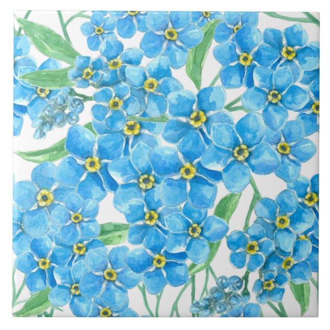 Forget me not seamless pattern ceramic tile (Front)