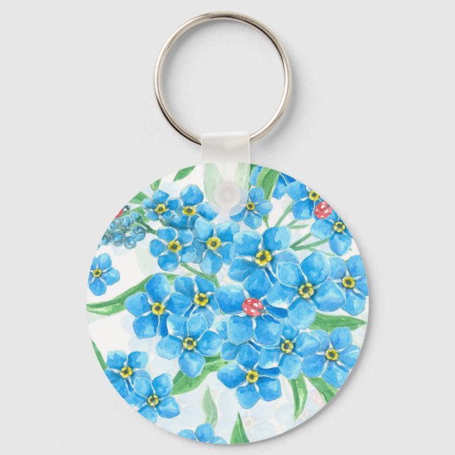 Forget me not seamless pattern key ring (Front)