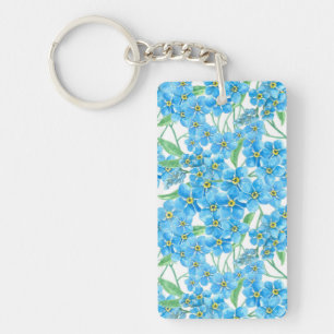 Forget me not seamless pattern key ring