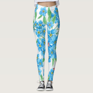 Forget me not seamless pattern leggings