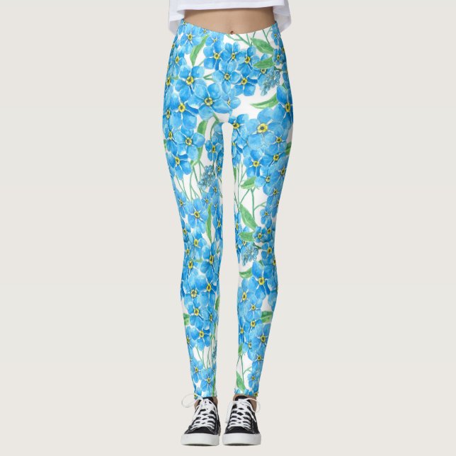 Forget me not seamless pattern leggings (Front)