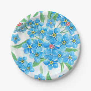 Forget me not seamless pattern paper plate