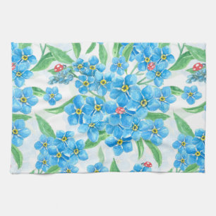 Forget me not seamless pattern tea towel