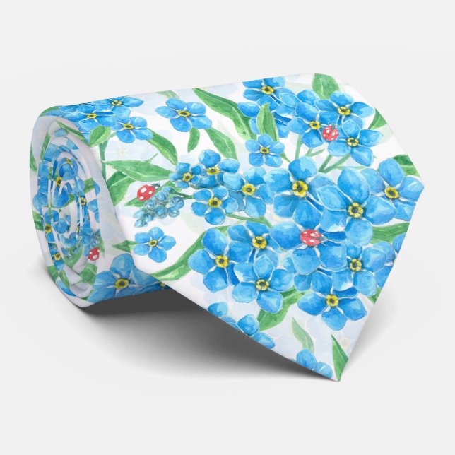 Forget me not seamless pattern tie (Rolled)