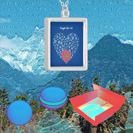 Forget Me Not Sweeping Heart Romantic Rose Blue Silver Plated Necklace