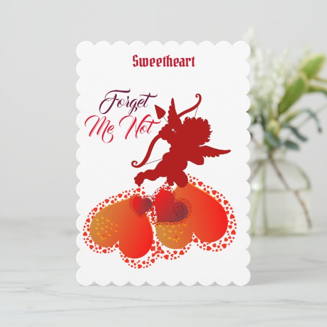 Forget Me Not Sweetheart Cupid Angel Custom   Holiday Card (Standing Front)