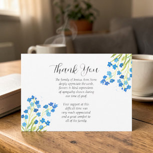Forget Me Not Sympathy Floral Funeral Thank you Invitation