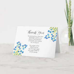 Forget Me Not Sympathy Floral Funeral Thank you Invitation