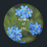 Forget me not "thinking of you" round magnet<br><div class="desc">Floral "forget-me-not" "thinking of you" round magnet.</div>