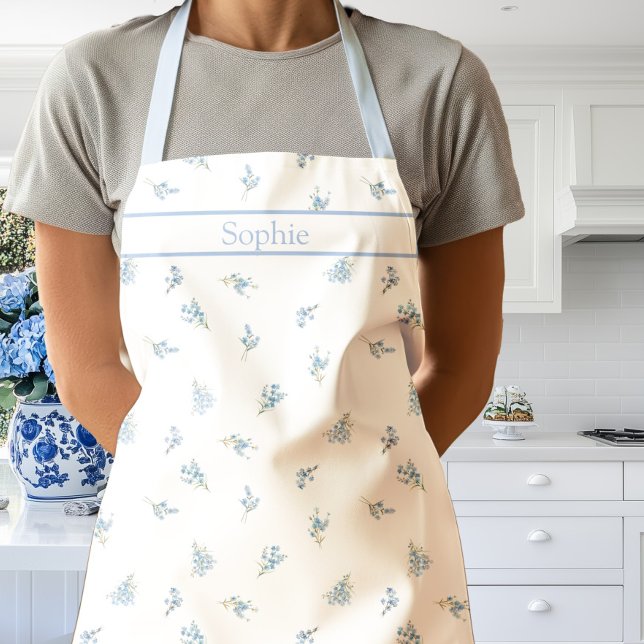 Forget Me Not Tossed Floral Apron (Forget Me Nots Tossed Flowers Apron)
