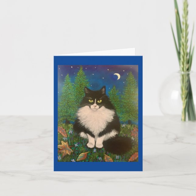 Forget Me Not Tuxedo Cat Card (Front)