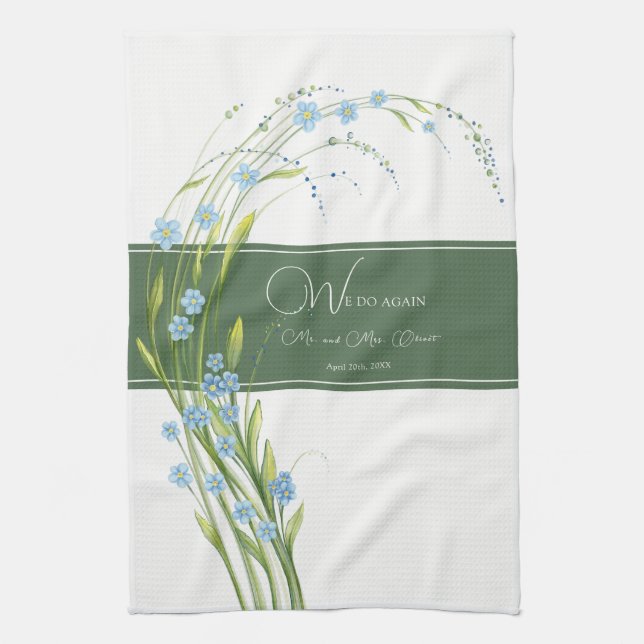 Forget-Me-Not Vow Renewal 10 Years Tea Towel (Vertical)