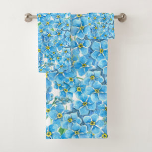 Forget me not watercolor bath towel set