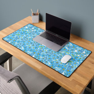 Forget me not watercolor desk mat