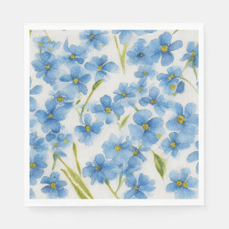 Forget me not watercolor floral paper napkins