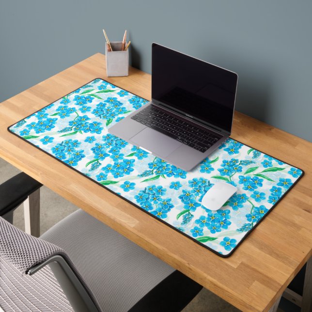 Forget me not watercolor flowers desk mat (Office 2)