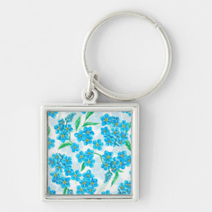 Forget me not watercolor flowers key ring