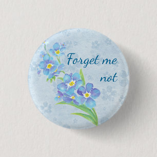 Forget me not  Watercolor Garden Flower Heart   3 Cm Round Badge