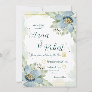 Forget-Me-Not Watercolour Florals Wedding  Invitation