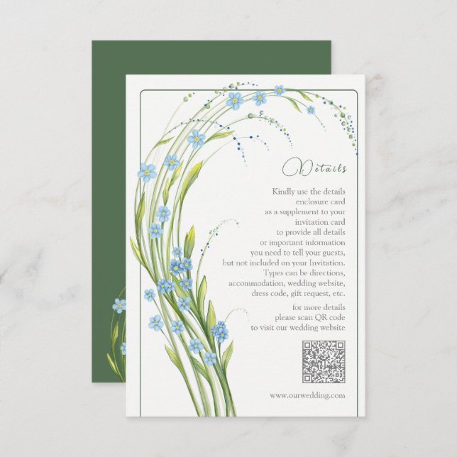 Forget-Me-Not Wedding Details Enclosure Card (Front/Back)