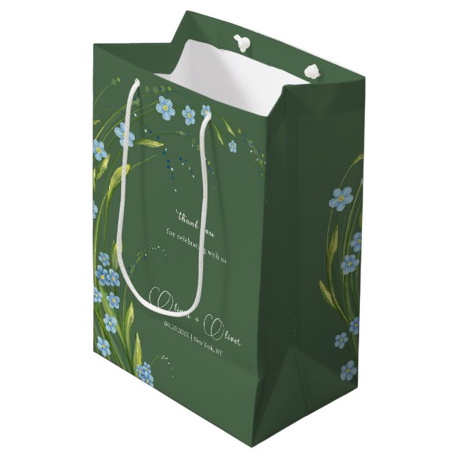 Forget-Me-Not Wedding Medium Gift Bag (Front Angled)