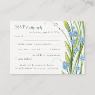 Forget-Me-Not Wedding RSVP QR Code Enclosure Card
